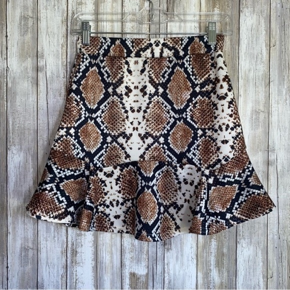 Nasty Gal Taupe Verity Snake Flippy Hem Skirt - Picture 2 of 5